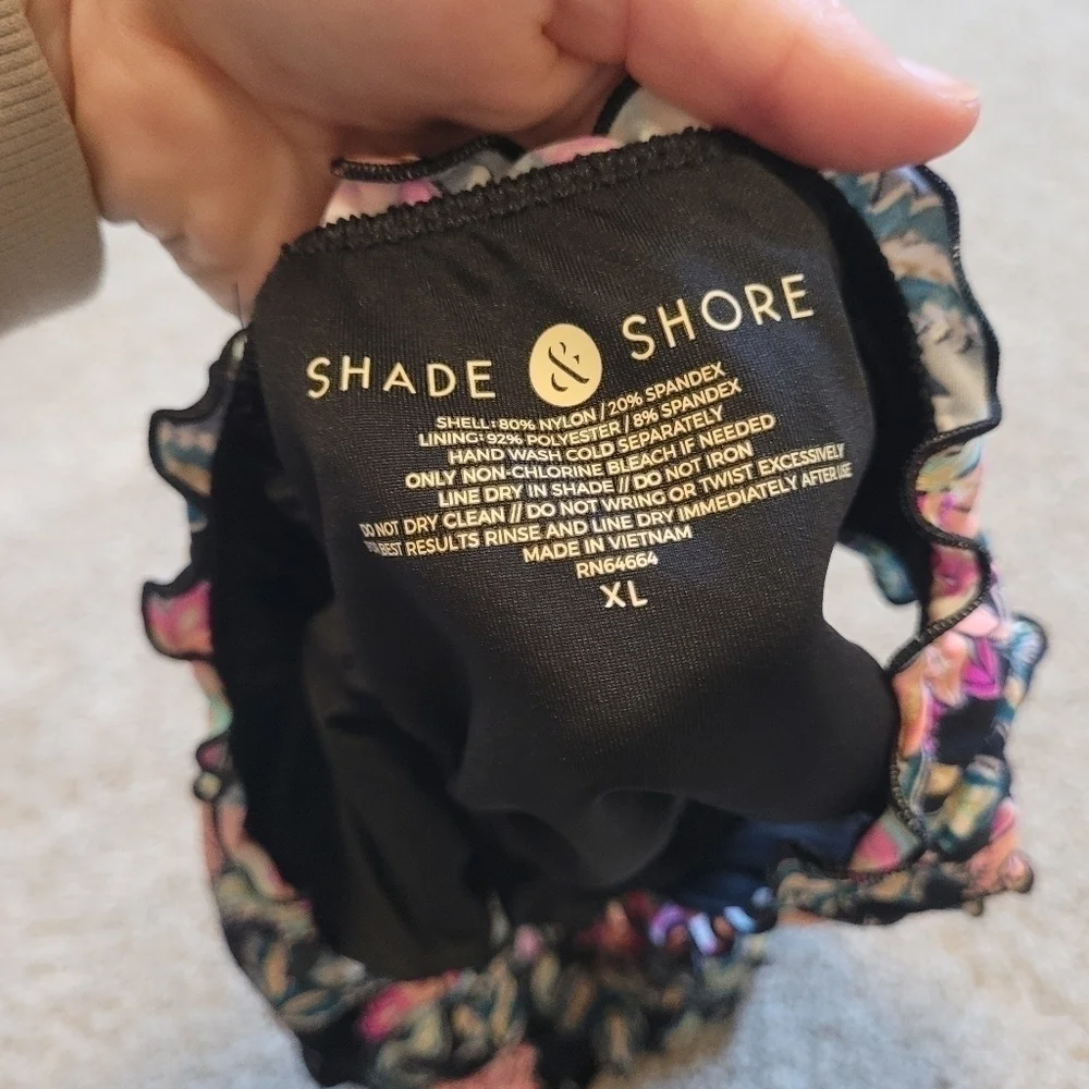 Shade & Shore Women's Ruched Cheeky Floral Bikini Bottoms Size XL